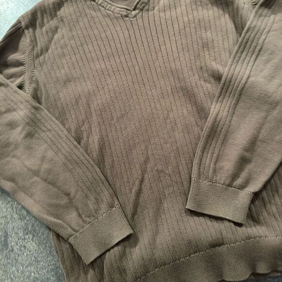 Concepts By Claiborne Sweater Long Sleeve V-Neck Women’s Size Large Brown Color - Picture 3 of 7